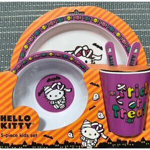 NEW | Hello Kitty | 5-Piece Kids' Dinnerware Halloween Theme Sets